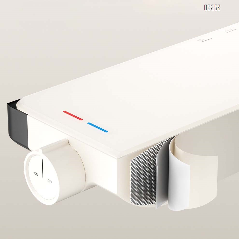 Simple cream white shower head set with smart home temperature control and digital display SPA back spray shower faucet