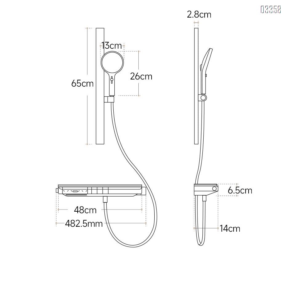 Simple cream white shower head set with smart home temperature control and digital display SPA back spray shower faucet