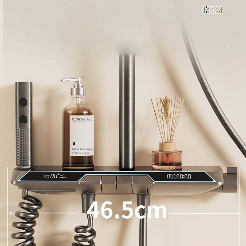 Digital display wall-mounted waist spray constant temperature shower head faucet set Brass mixing valve pressure increasing bathroom piano key