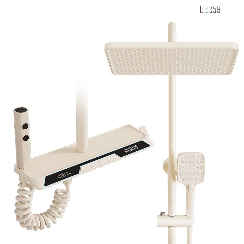 Digital display wall-mounted waist spray constant temperature shower head faucet set Brass mixing valve pressure increasing bathroom piano key