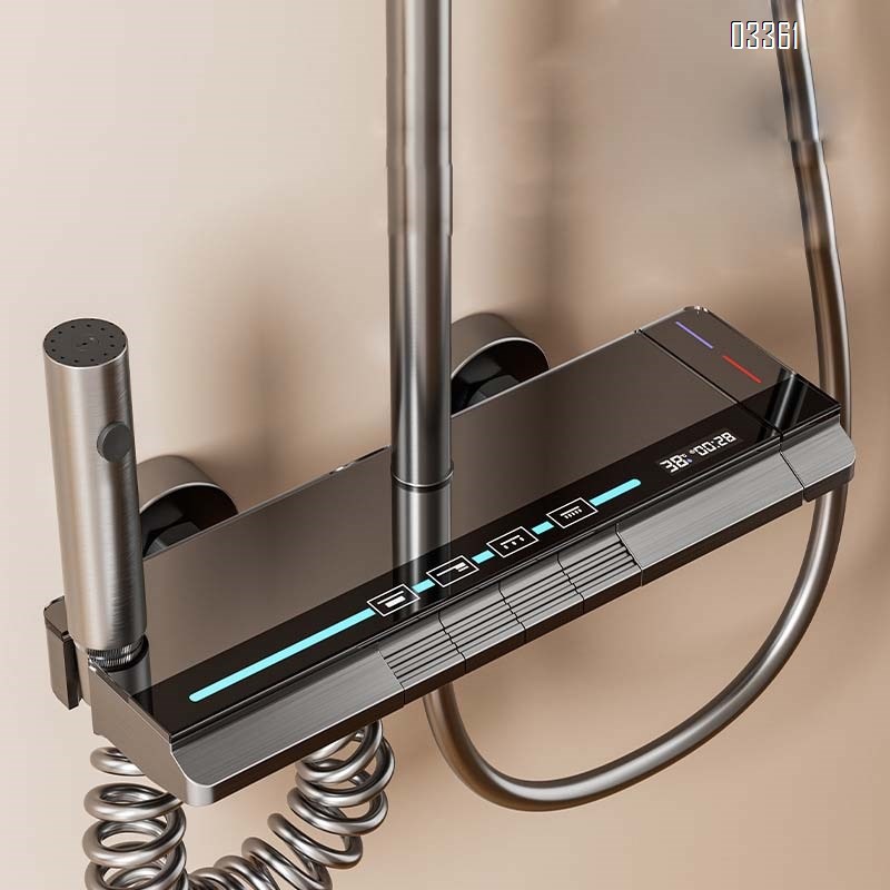 Aluminum Home use gun gray shower head set Hotel bathroom shower head  Ambient light shower head set