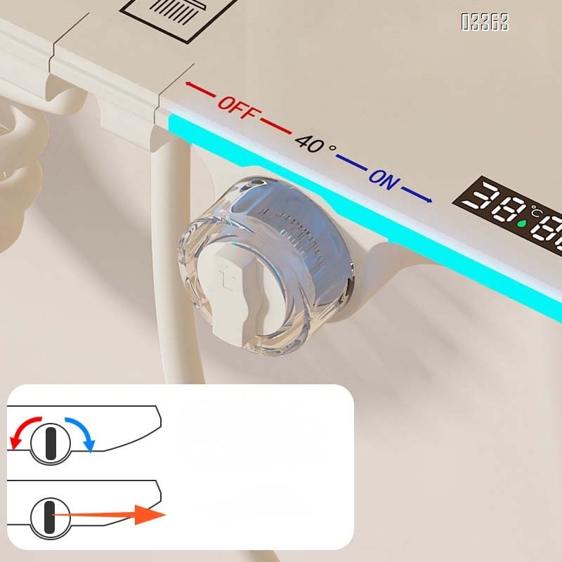 Brass White shower head set with piano key mood light digital display home use constant temperature bath device