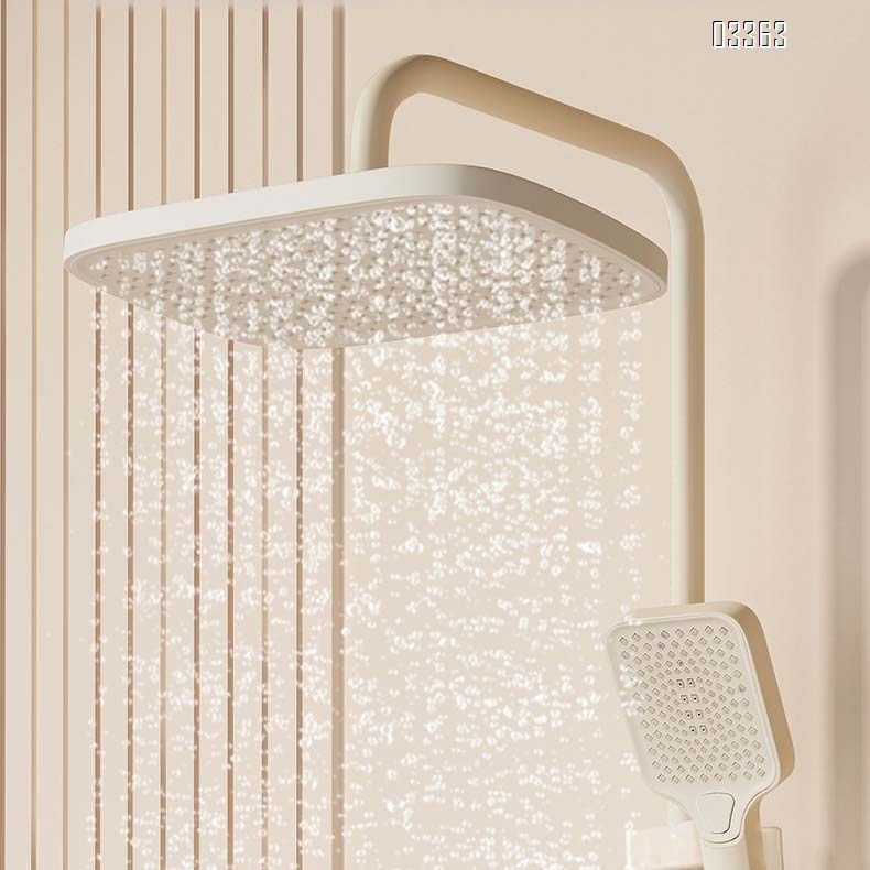 Brass White shower head set with piano key mood light digital display home use constant temperature bath device