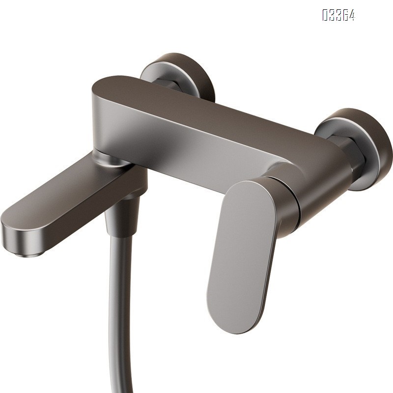 Brass Gun grey shower set for home bathroom simple split-type mixing valve for washroom and bathroom bathtub faucet