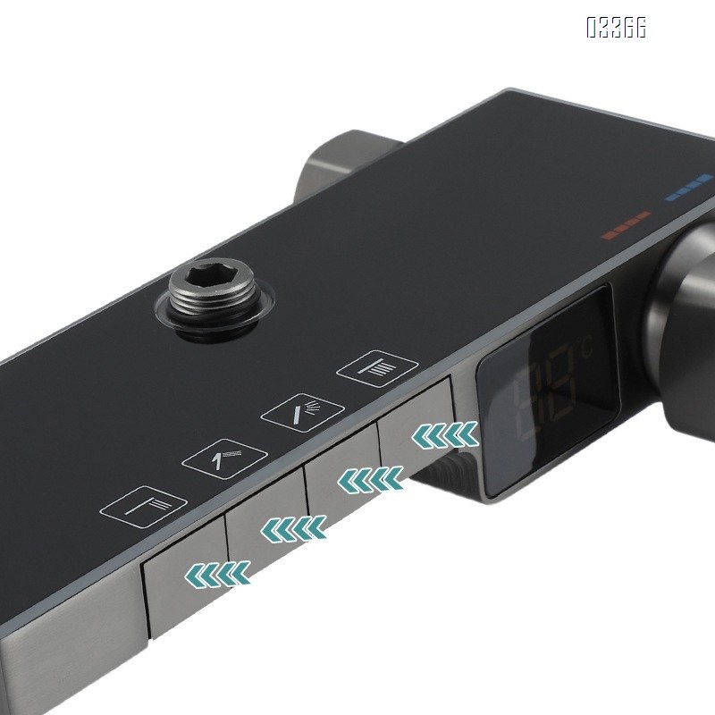 Brass Gun gray thermostatic shower head set with digital display for home bathroom use set of shower heads for rain shower