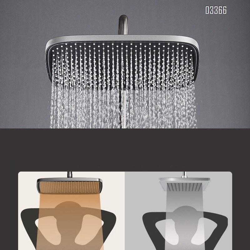 Brass Gun gray thermostatic shower head set with digital display for home bathroom use set of shower heads for rain shower
