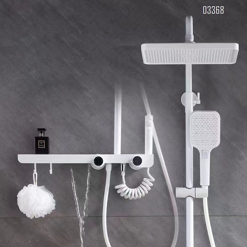 Themostatic High-end all-Brass shower head set with modern home bathroom waterfall downspout four-speed pressure spray head