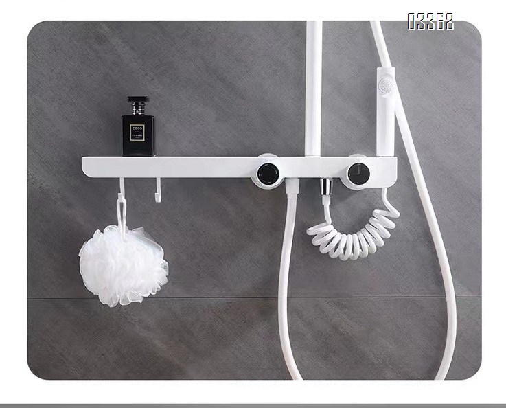 Themostatic High-end all-Brass shower head set with modern home bathroom waterfall downspout four-speed pressure spray head