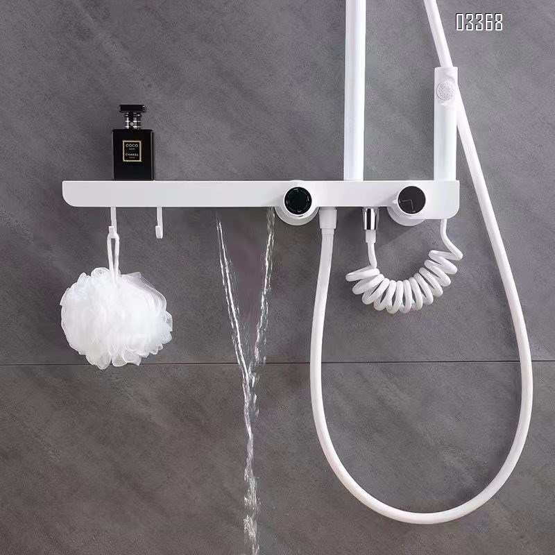 Themostatic High-end all-Brass shower head set with modern home bathroom waterfall downspout four-speed pressure spray head