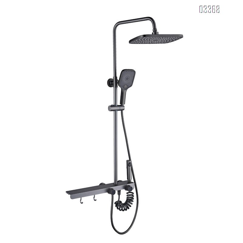 Themostatic High-end all-Brass shower head set with modern home bathroom waterfall downspout four-speed pressure spray head