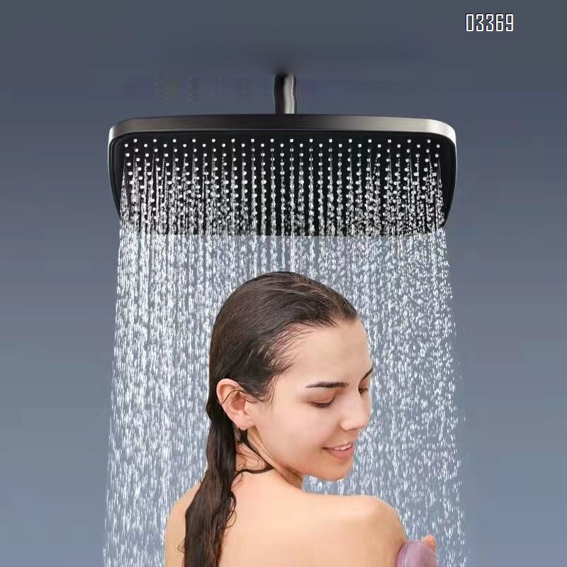 Themostatic High-end full Brass gun gray piano key shower head set home digital display constant temperature intelligent shower set