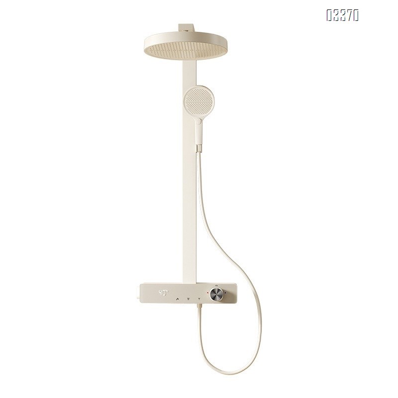 Full Brass digital display cream white dechlorination beauty shower head set for home bathroom with ultra-large overhead spray