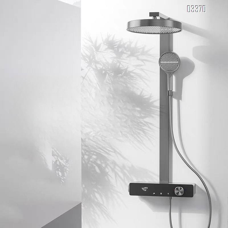 Full Brass digital display cream white dechlorination beauty shower head set for home bathroom with ultra-large overhead spray