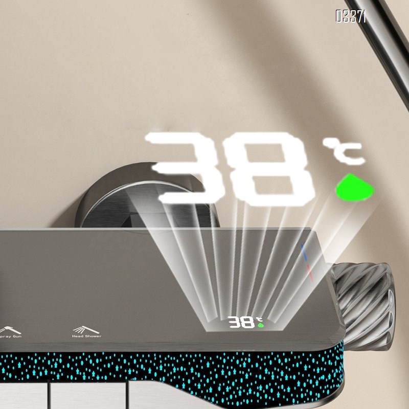 All-Brass gun gray digital atmosphere light four-gear shower set for home bathroom and toilet to increase pressure for shower