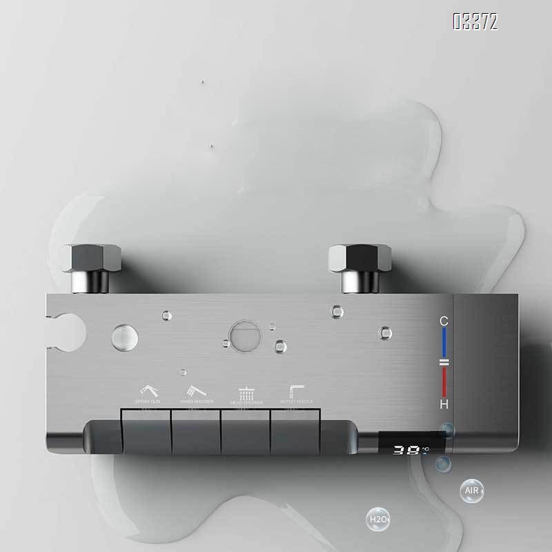 Gun gray smart digital shower head set for home bathroom pressure increasing shower set