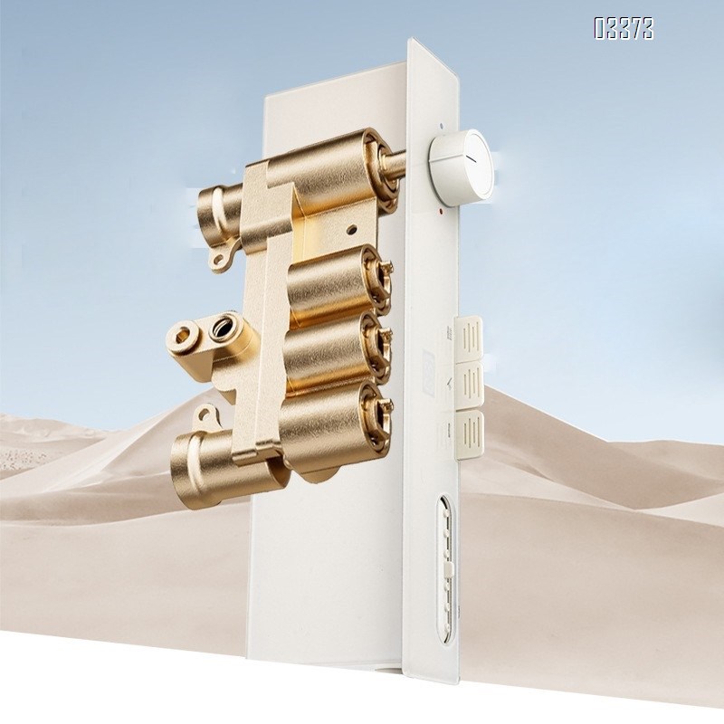 Full Brass cream white digital display atmosphere light shower head set four-function storage shelf with waist spray Tap