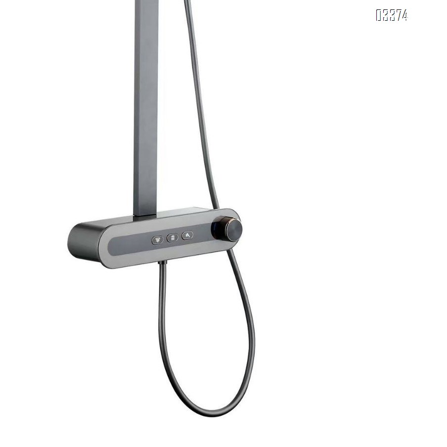 Shower Head Set with Temperature Display and Pressure Boost Brass Gun Grey New Push Button Cold and Hot Water for Home