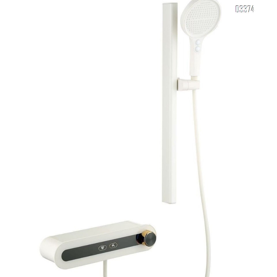 Shower Head Set with Temperature Display and Pressure Boost Brass Gun Grey New Push Button Cold and Hot Water for Home