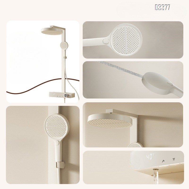 Brass digital display white dechlorination beauty shower head set for home bathroom with ultra-large overhead spray to increase pressure