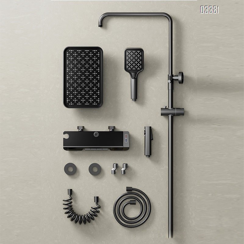 Full Brass digital display white waist spray beauty shower set for home bathroom super large overhead spray shower to increase pressure