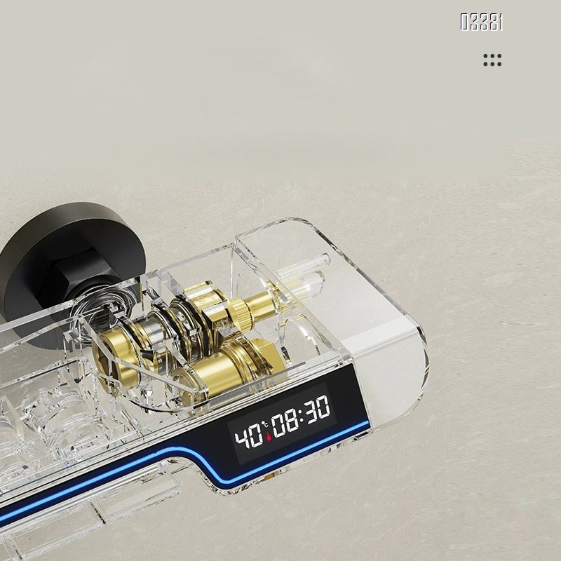 Full Brass digital display white waist spray beauty shower set for home bathroom super large overhead spray shower to increase pressure