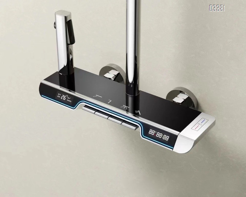 Full Brass digital display white waist spray beauty shower set for home bathroom super large overhead spray shower to increase pressure