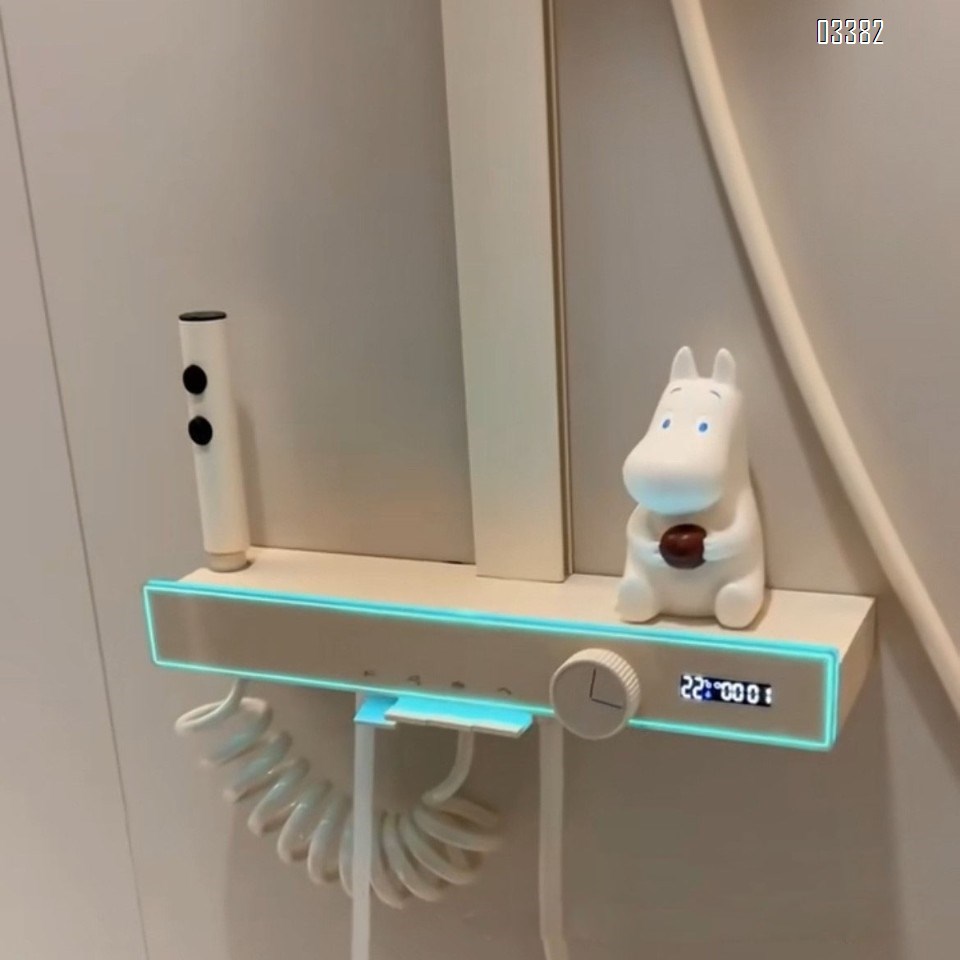 Brass New large storage shelf shower digital luminous wall shower set home hotel high-end pressure spray head