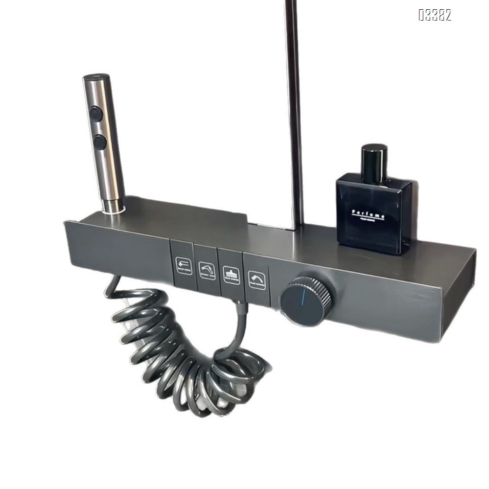 Brass New large storage shelf shower digital luminous wall shower set home hotel high-end pressure spray head