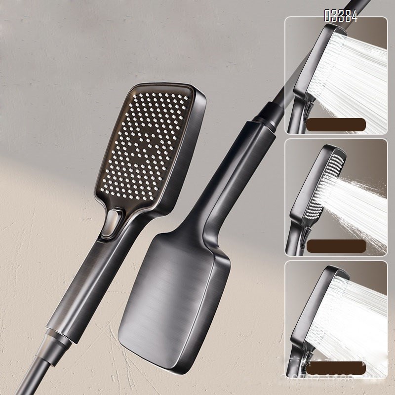 Brass shower head set with temperature display and mood lighting bathroom decoration with spray and four-level pressure increaseTap