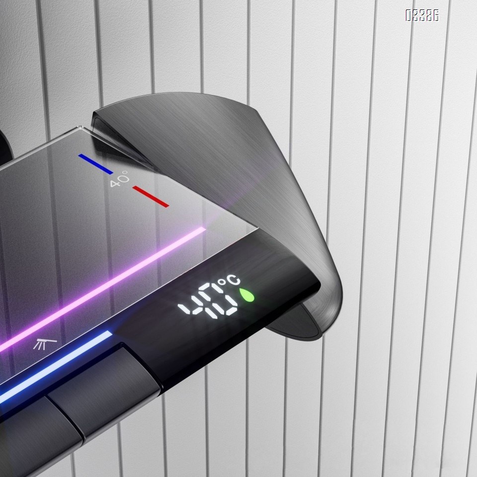 Themsotatic Full Brass luxury pressure gun gray piano key temperature display home shower set shower head set