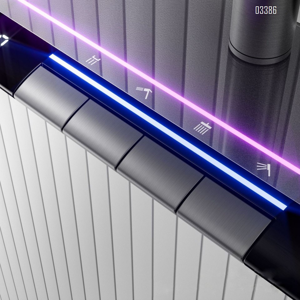 Themsotatic Full Brass luxury pressure gun gray piano key temperature display home shower set shower head set