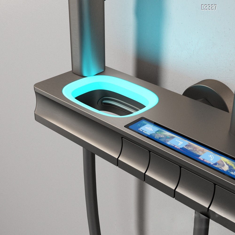 Full Brass digital shower head set for home use all Brass mixing valve to increase pressure waterfall atmosphere light gun gray