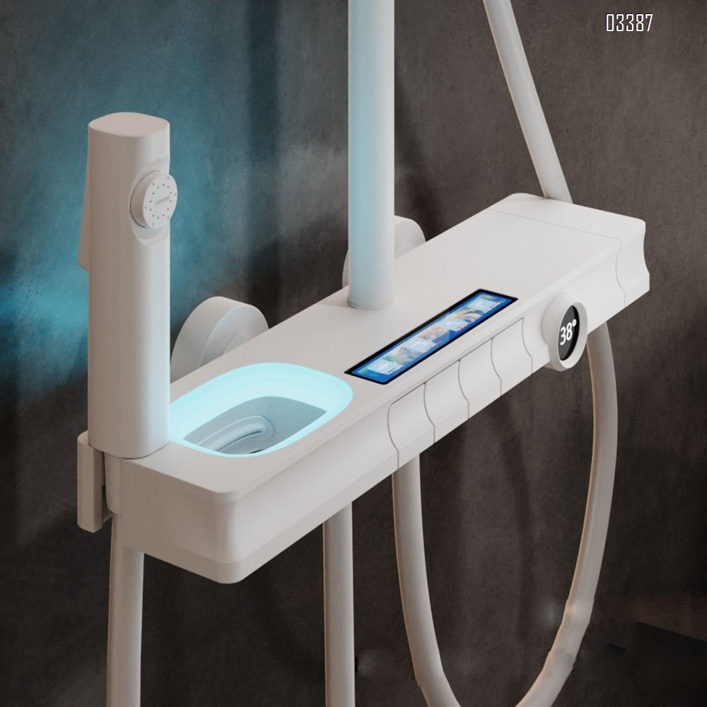 Full Brass digital shower head set for home use all Brass mixing valve to increase pressure waterfall atmosphere light gun gray