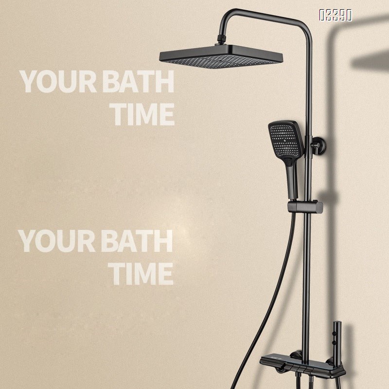 Top Spray Digital Shower Set Gun Grey Shower Head Set Full Brass Shower Head Piano Key Water Pressure Shower Head