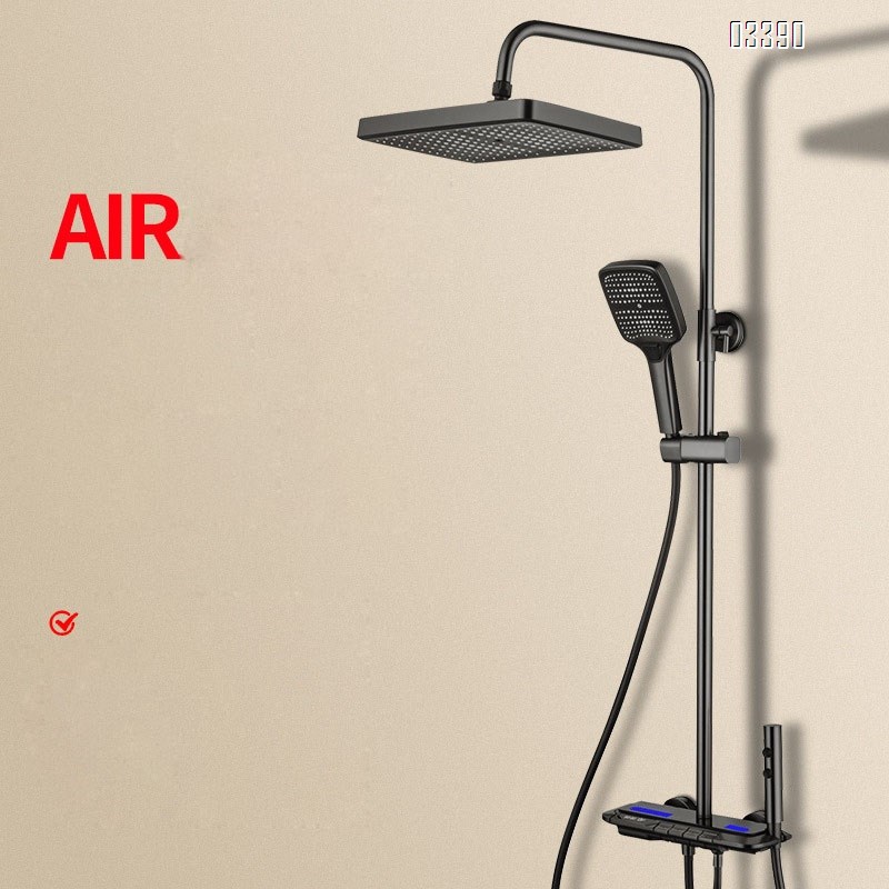 Top Spray Digital Shower Set Gun Grey Shower Head Set Full Brass Shower Head Piano Key Water Pressure Shower Head