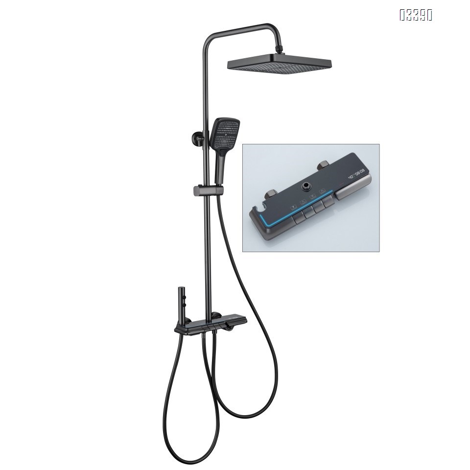 Top Spray Digital Shower Set Gun Grey Shower Head Set Full Brass Shower Head Piano Key Water Pressure Shower Head