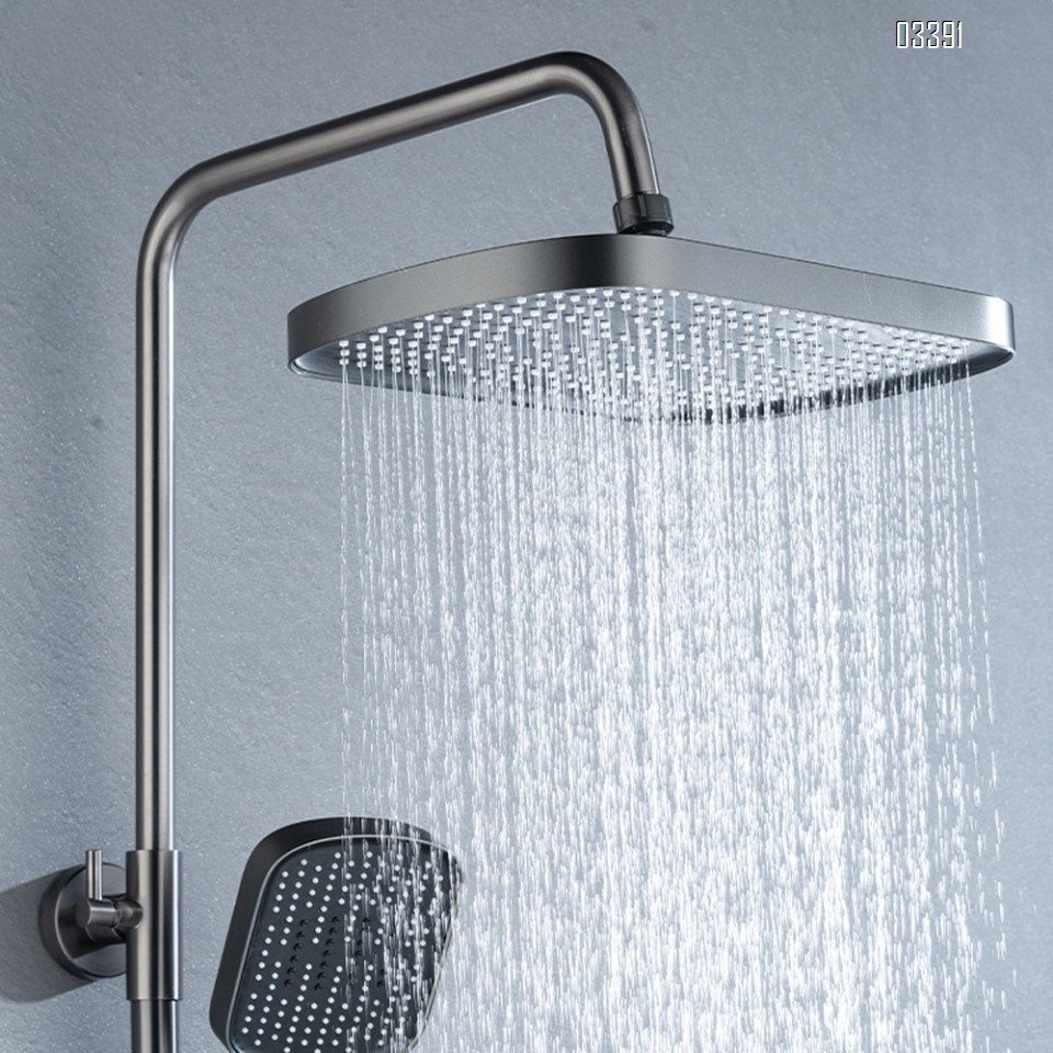 Smart digital gun gray shower faucet set with piano constant temperature display Brass pressure increasing Tap for home bathroom