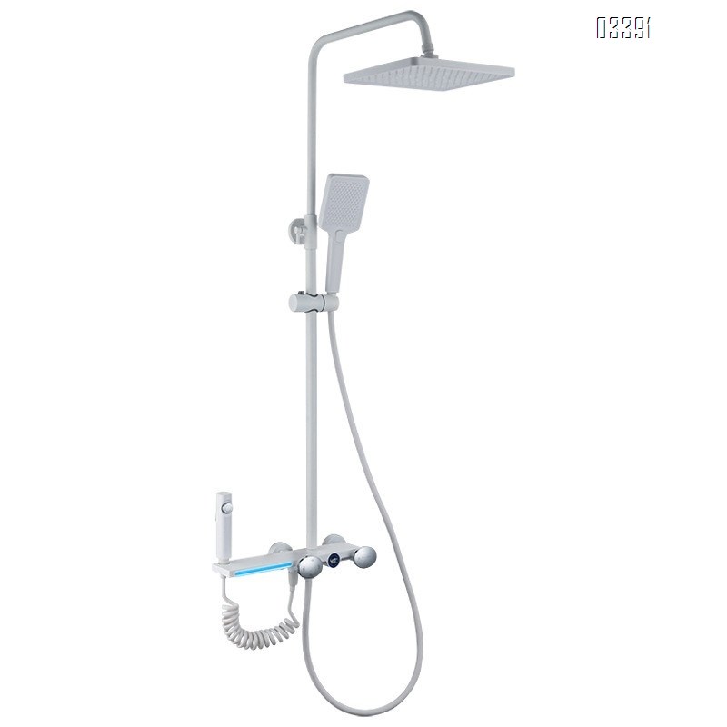 Smart digital gun gray shower faucet set with piano constant temperature display Brass pressure increasing Tap for home bathroom