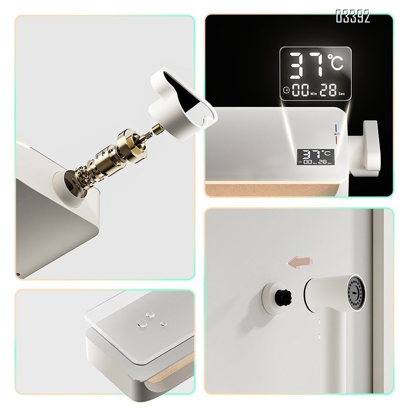 White temperature display light top spray Brass shower head set shower constant temperature shower pressure bathroom rain shower