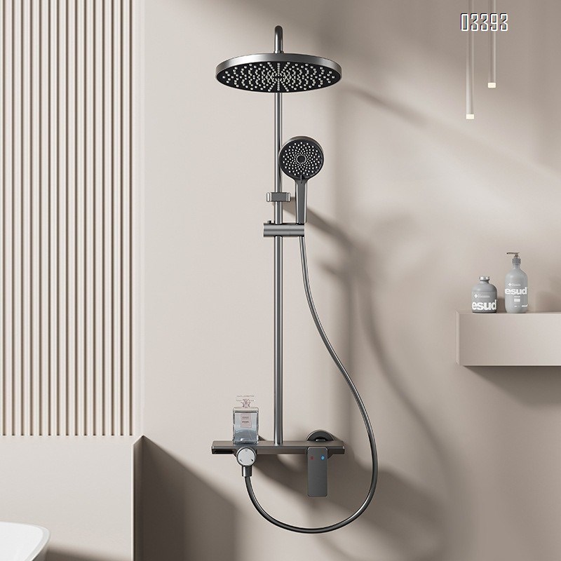 Digital display piano key shower head set home set with flexible hose set pressure-increasing powerful shower set