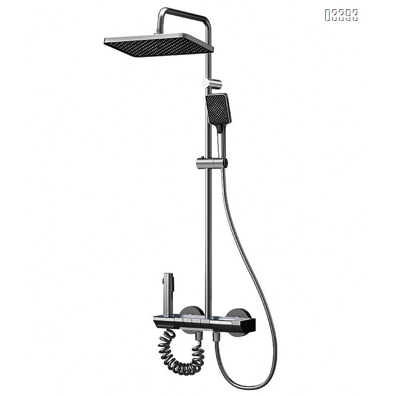 Digital display piano key shower head set home set with flexible hose set pressure-increasing powerful shower set
