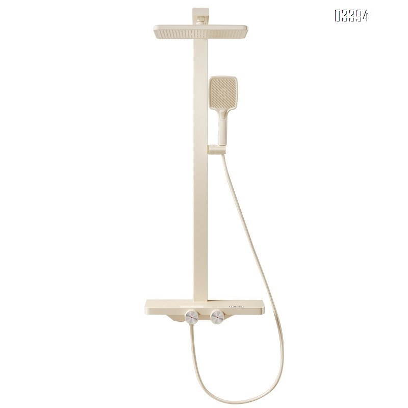 Home bathroom brass digital display storage simple shower spray set shower milk white shower pressure square nozzle