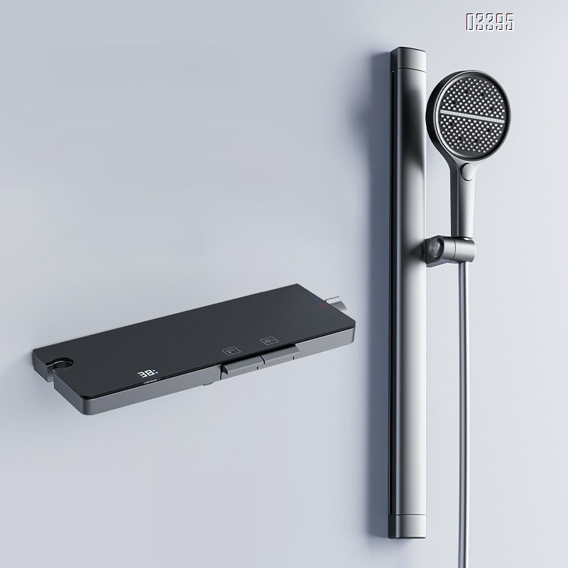 Smart digital display simple shower head cream set bathtub faucet storage counter with lift function