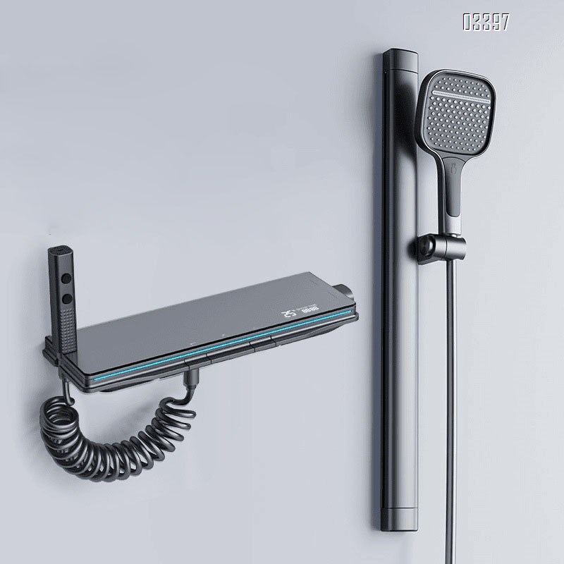 Pressure-balanced thermostatic shower head set without ceiling Brass simple bathroom split-type home use for small houses with digital display