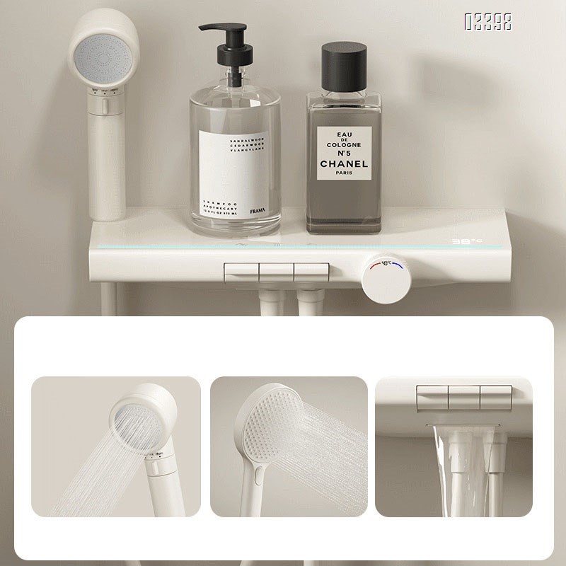 All-Brass simple shower set with independent button for cold and hot water four-level pressure-increasing shower head for bathroom use