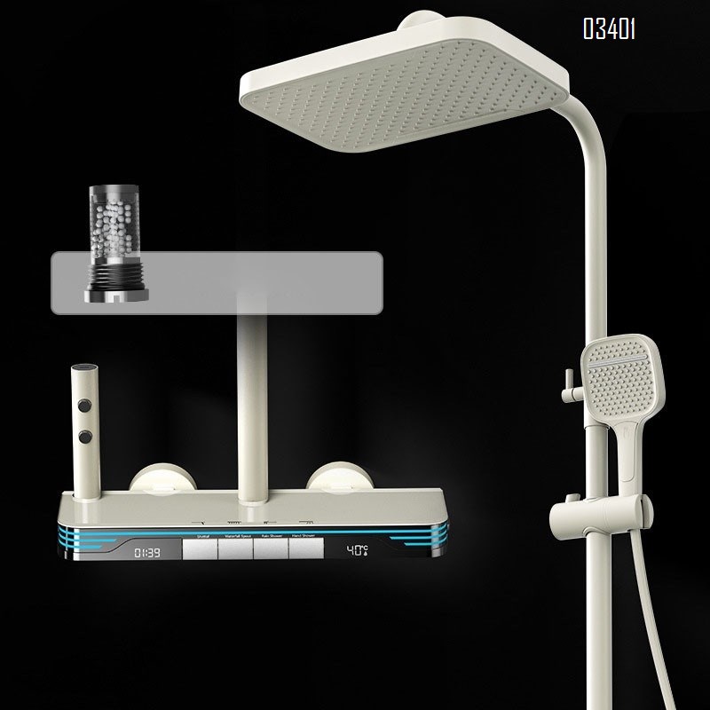 Modern shower head set for home use a complete set of temperature-controlled bathroom pressure spray gun gray shower head