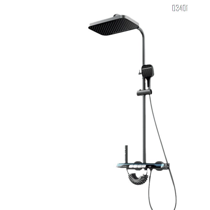 Modern shower head set for home use a complete set of temperature-controlled bathroom pressure spray gun gray shower head