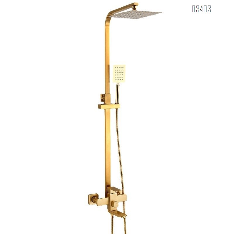 304 Stainless steel shower head set spray head brushed gold wall-mounted shower device with lift function