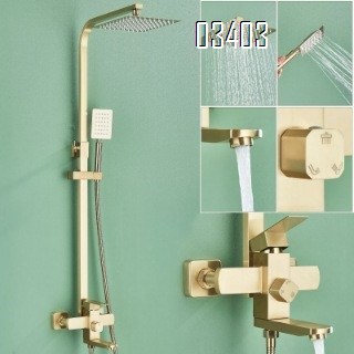 304 Stainless steel shower head set spray head brushed gold wall-mounted shower device with lift function