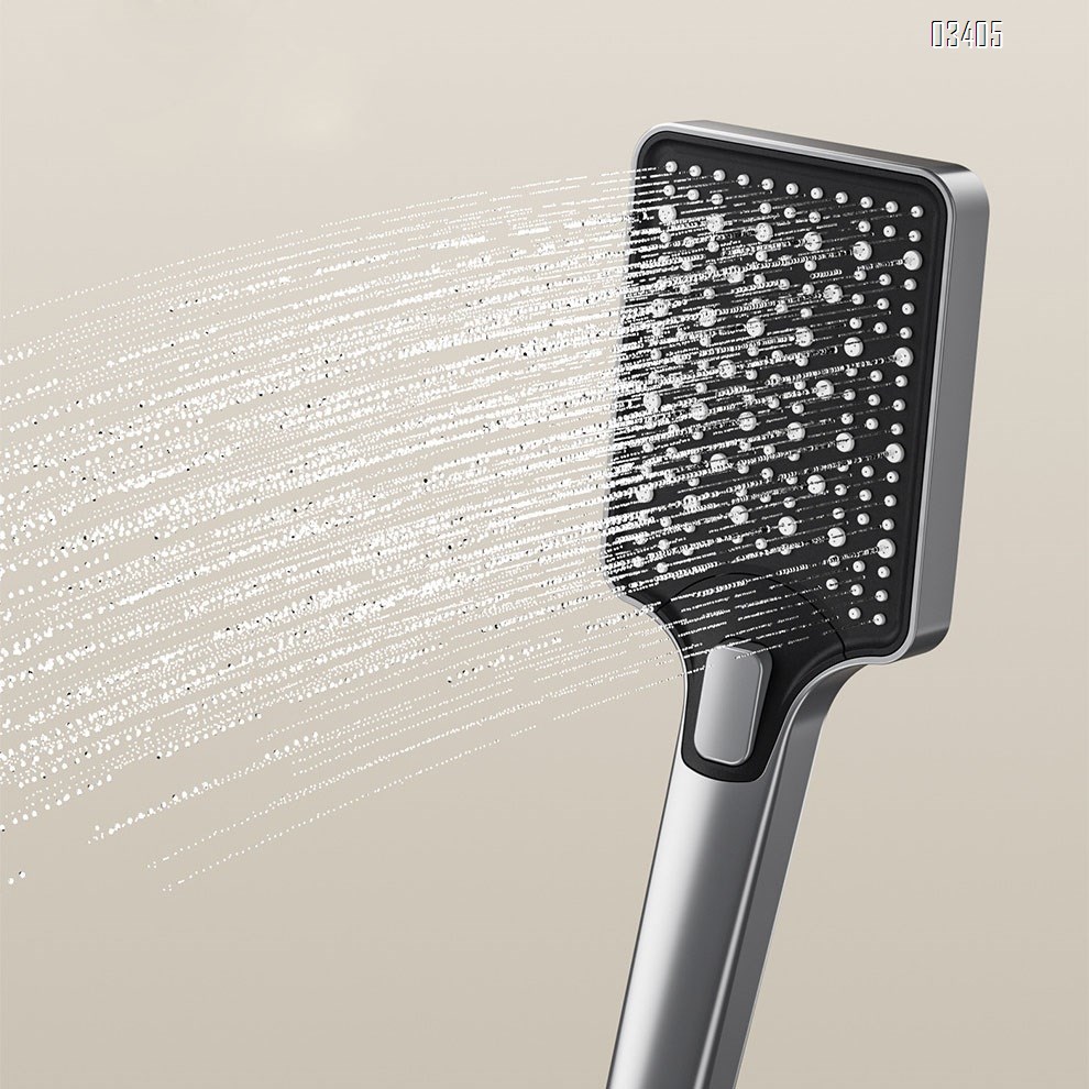 Gun Grey Smart Thermostatic Digital Shower Head Set Full Copper Ambient Light Home Bathroom Rain Shower Head with Pressure Boosting Spray